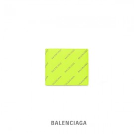 réplica compras da Balenciaga Carteira de moedas masculina quadrada dobrada com logotipo refletivo em amarelo fluo