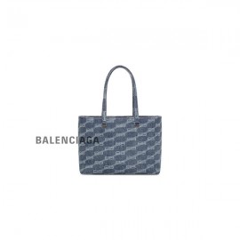 barato online Balenciaga Signature Medium East-west Shopper Bag Bb Monogram Denim Descolorido em Azul