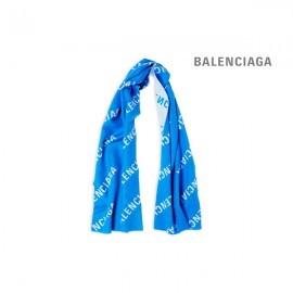 imitação Balenciaga Cachecol feminino macro com logotipo em azul elétrico