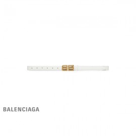 Compre réplica Balenciaga Feminino Bb ampulheta cinto fino crocodilo com relevo em branco