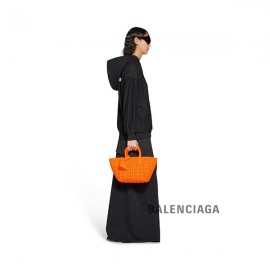 desconto réplica Balenciaga Cesta Bistro Xs Feminina com Alça em Fluo Orange