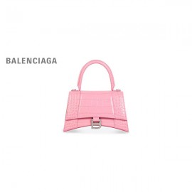 Compre Balenciaga Bolsa feminina ampulheta pequena crocodilo com relevo rosa