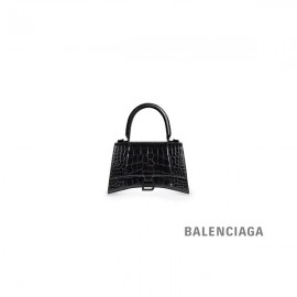 mais barato imitação Balenciaga Bolsa feminina Ampulheta Xs crocodilo com relevo em preto