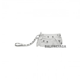 réplica vendas Balenciaga Crocodilo Le Cagole Mini Multipouch Feminino com Gravação em Branco