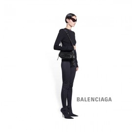 réplica Liberação Balenciaga Bolsa de ombro feminina Le Cagole Xs crocodilo com relevo em preto