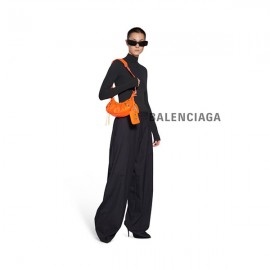 réplica atacadistas Balenciaga Bolsa de ombro feminina Le Cagole Xs em laranja fluorescente