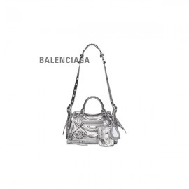 atacado réplica Balenciaga Bolsa feminina Neo Cagole Xs metalizada em prata