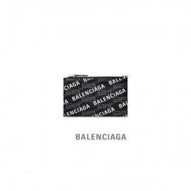 qualidade máxima Balenciaga Titular de cartão e moeda grande e longo exclusivo Bb Monograma revestido de lona e logotipo em preto