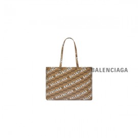 falsa atacadistas Balenciaga Bolsa de compras feminina exclusiva leste-oeste média Bb Monograma revestido de lona e logotipo em toda a peça em bege