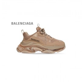 falsa compras da Balenciaga Tênis feminino com sola transparente Triple S em marrom